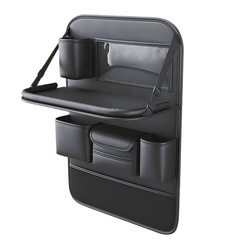 Car seat back storage bag, leather rear storage box, dining table model car seat back hanging bag, anti-kick mat