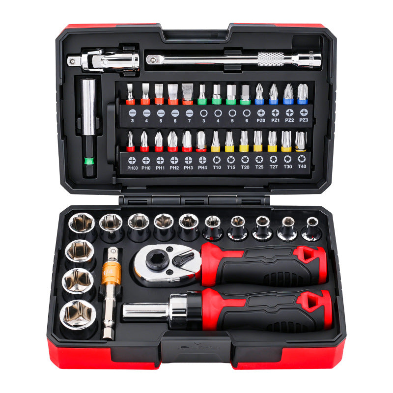 Cross-border ratchet wrench set 45-piece household multifunctional high-torque ratchet wrench screwdriver combo tool