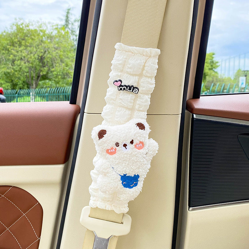 Car seat belt shoulder pads, creative cute children's anti-strain safety belt, and a pair of decorative protective covers