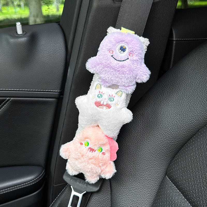 Car seatbelt shoulder pads, wear-resistant clothes, plush plush plush figures, car safety belt protective covers, cute monster girls