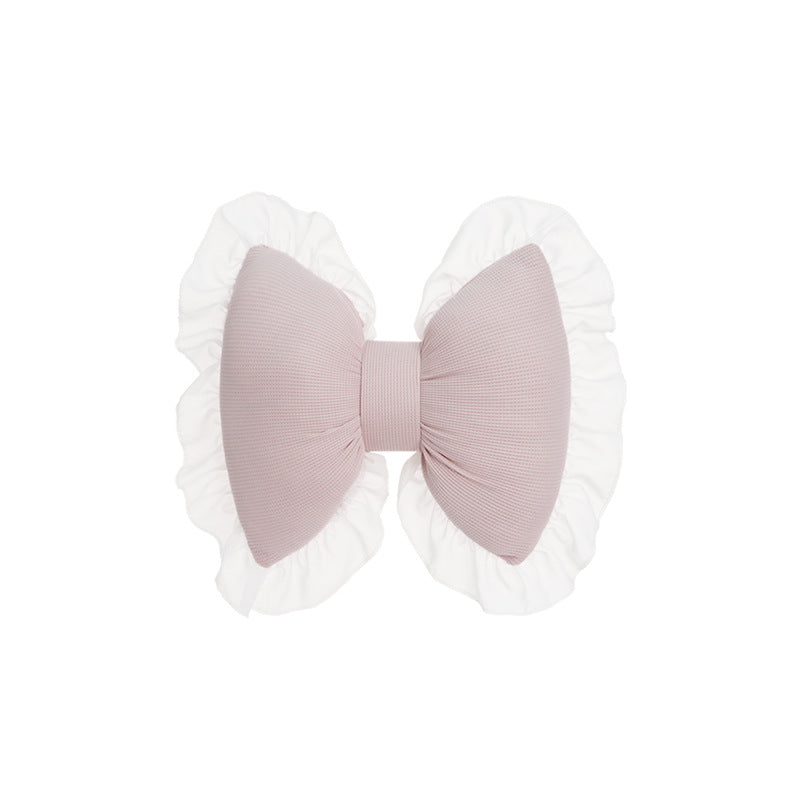 Creative butterfly-shaped car headrest neck support with lace edges for car cushions, all-season universal comfortable breathable car lumbar support