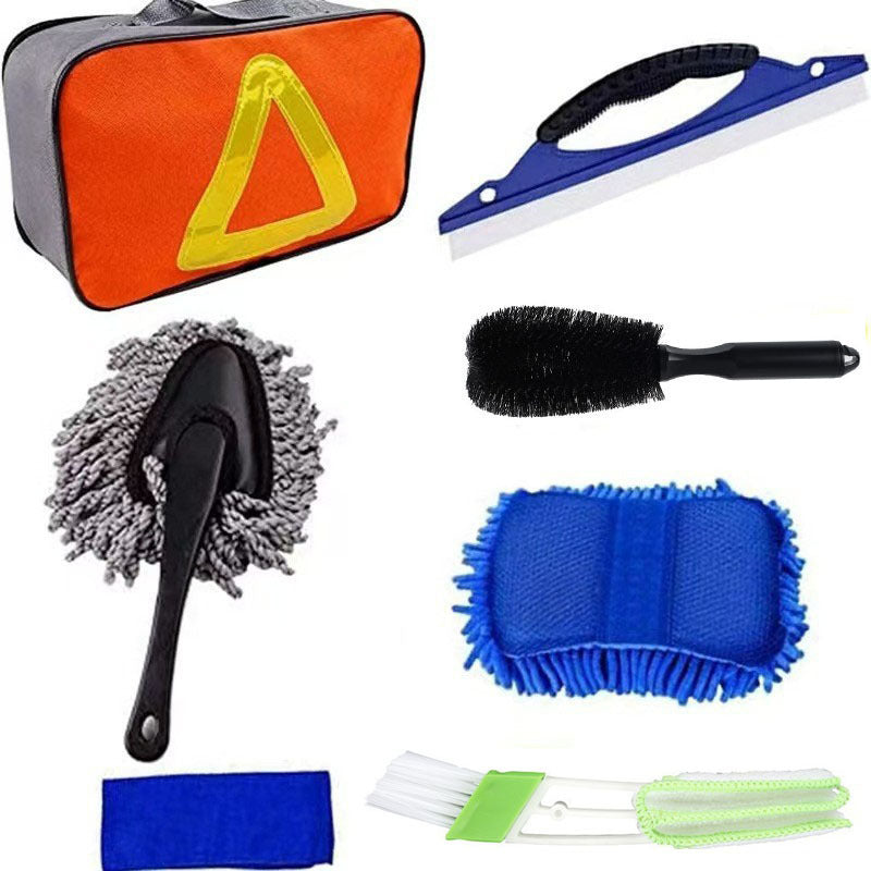 Amazon Hot-selling car wash set 9-piece set C car cleaning waterproof gloves tire crevice cleaning brush car wash