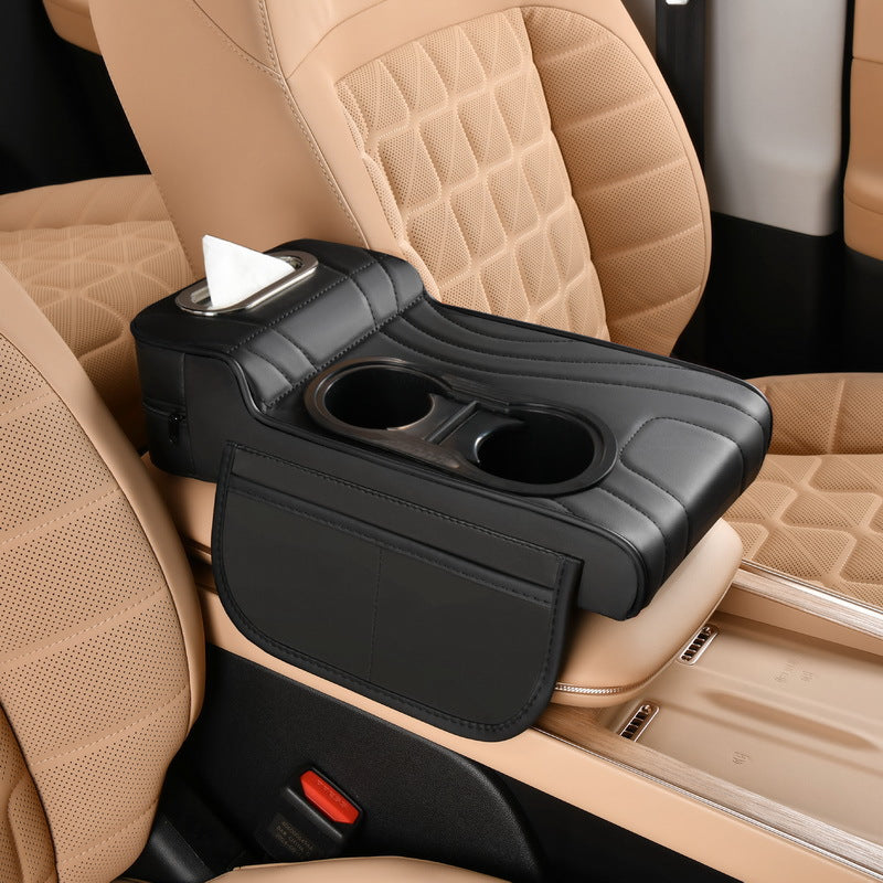 2025 New Central Car Armrest Box Height Pad Cover Protective Cover Double Cup Holder Premium Leather Car Accessories