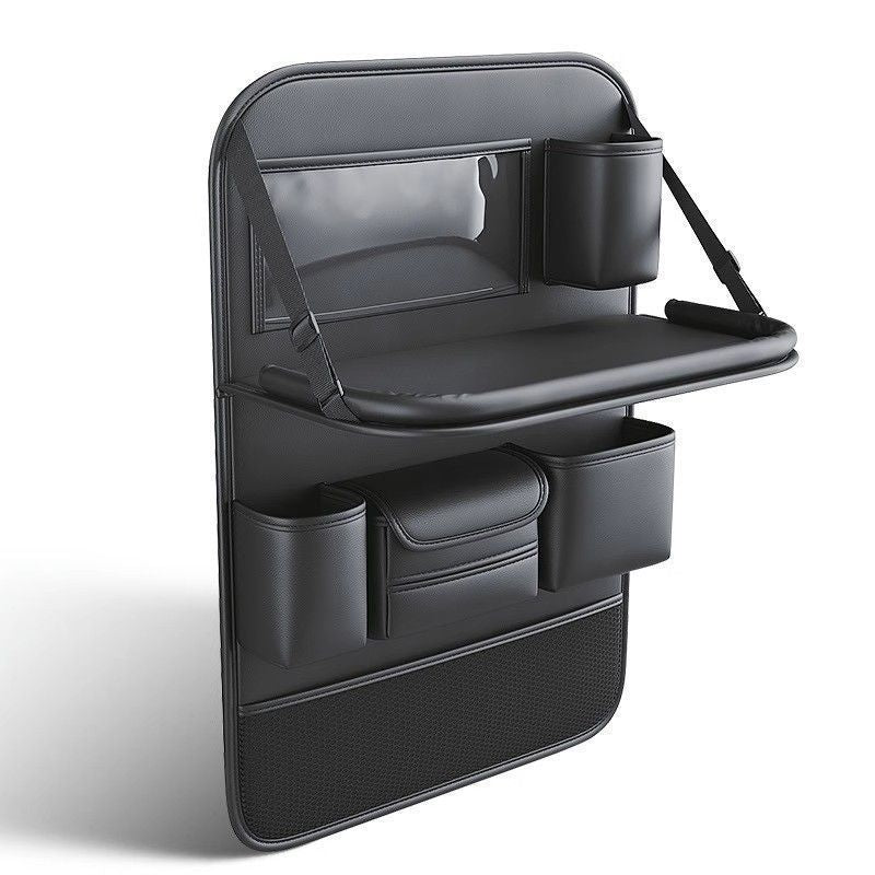 Car seat back storage bag, leather rear storage box, dining table model car seat back hanging bag, anti-kick mat