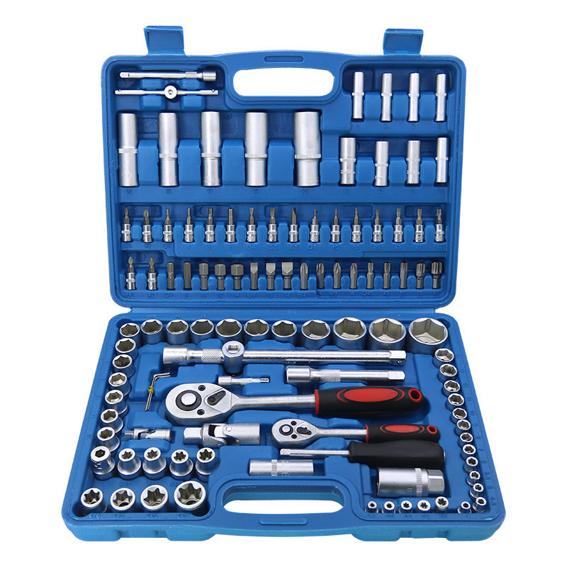 108 socket tool car repair toolbox multi-function large, medium and small flying ratchet wrench set hardware combination