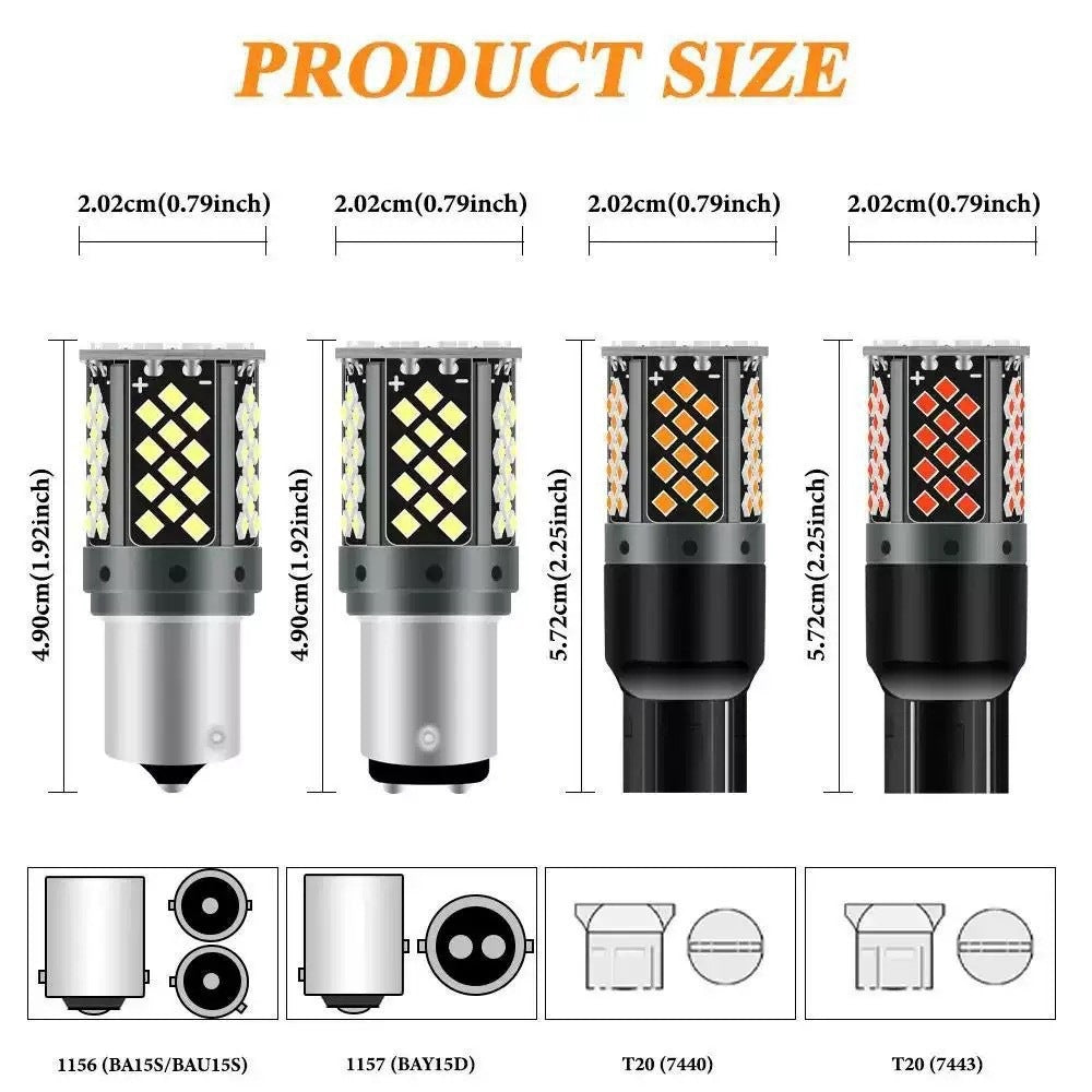 Automotive LED Decoded Turn Signal Anti-Flicker T20 7440 1156 1157 2025 81SMD Brake Light