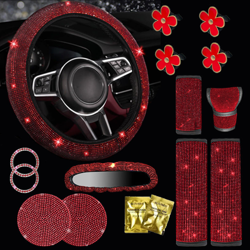 Cross-border car full-diamond seatbelt shoulder pads, rhinestone seatbelt covers, colored diamonds, black diamonds, car inlay interior sets
