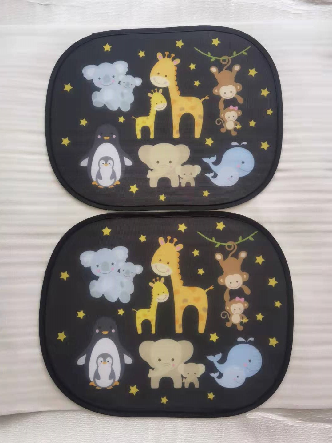Car interior sun shield, side window heat insulation, sun protection static static sticker, sun shield, cartoon window film with logo printing