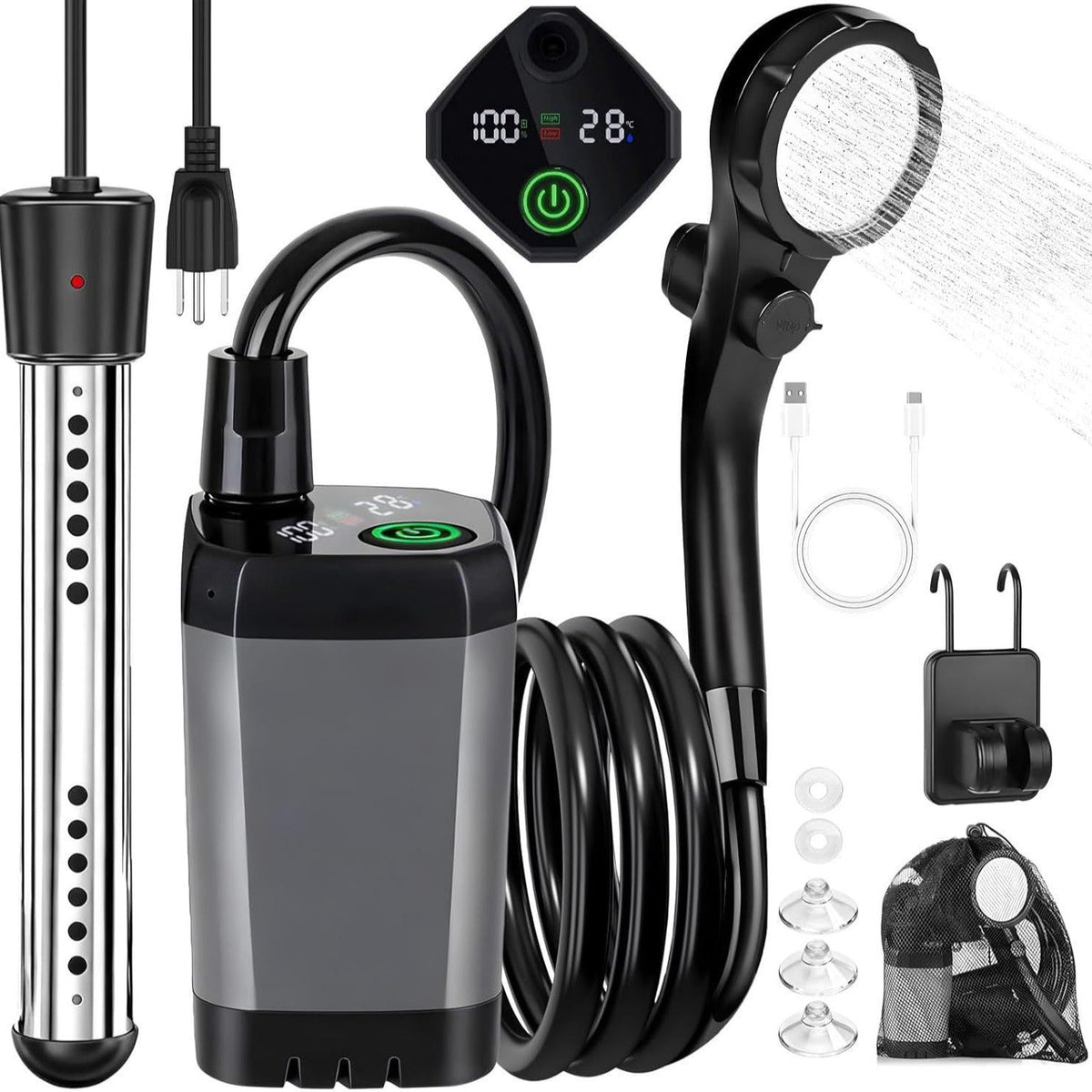 Portable Electric Shower Pump with Battery