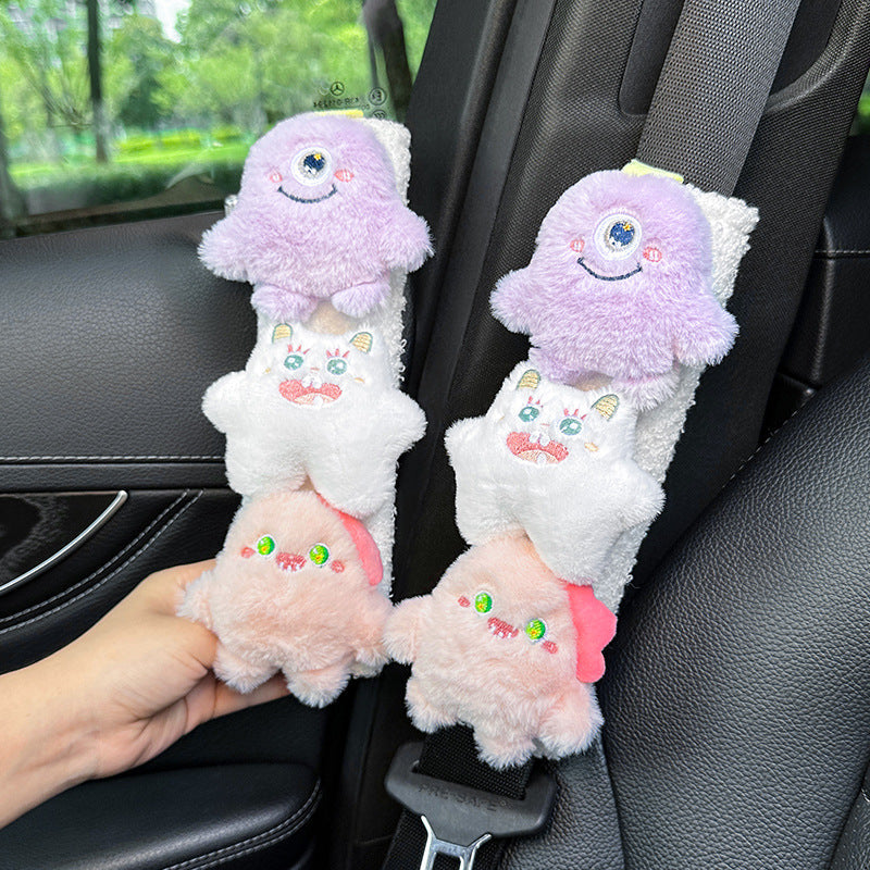 Car seatbelt shoulder pads, wear-resistant clothes, plush plush plush figures, car safety belt protective covers, cute monster girls
