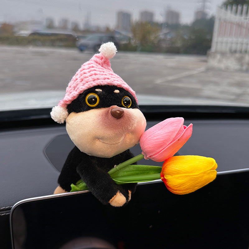 Car ornaments cute dolls bee dog car central control screen party doll display screen decoration car interior products