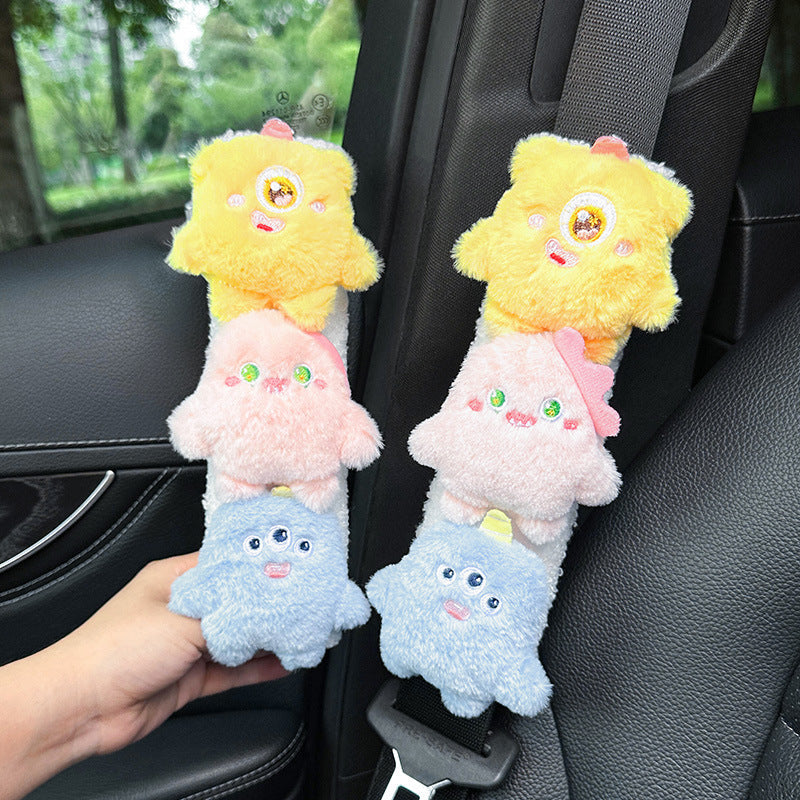 Car seatbelt shoulder pads, wear-resistant clothes, plush plush plush figures, car safety belt protective covers, cute monster girls